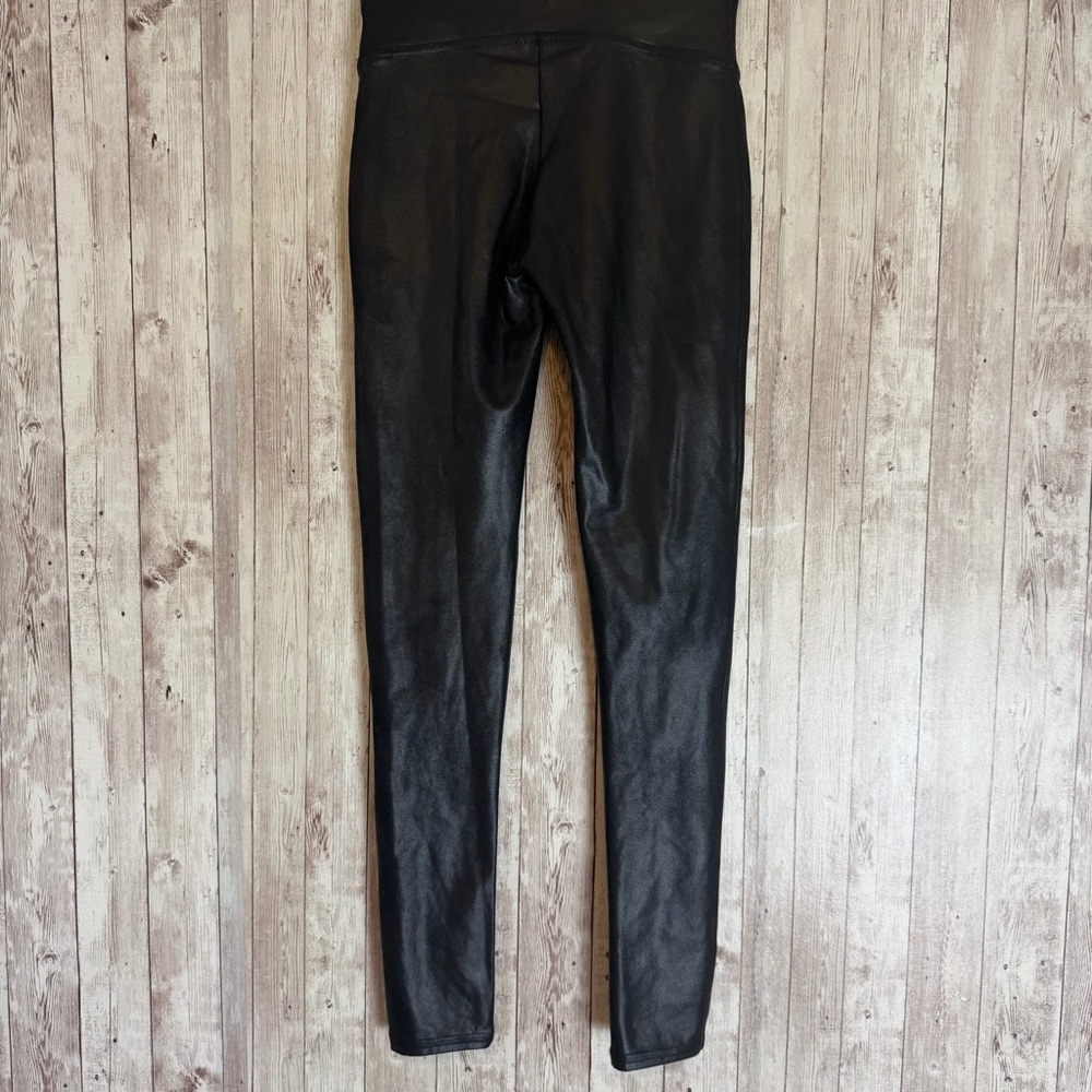 Spanx Petite Small Black Faux Leather Seam Leggings - Picture 4 of 6